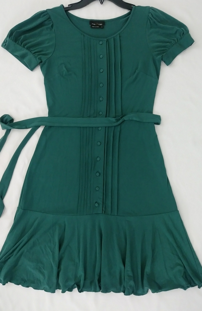 Max and Cleo Pleat Flapper Drop Waist Green Dress